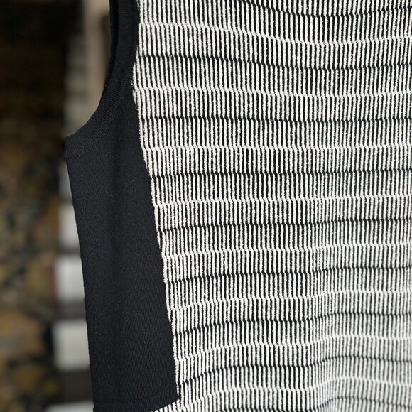 White + Warren Black and White Textured Sleeveless Skater Dress Size Small - Picture 4 of 11